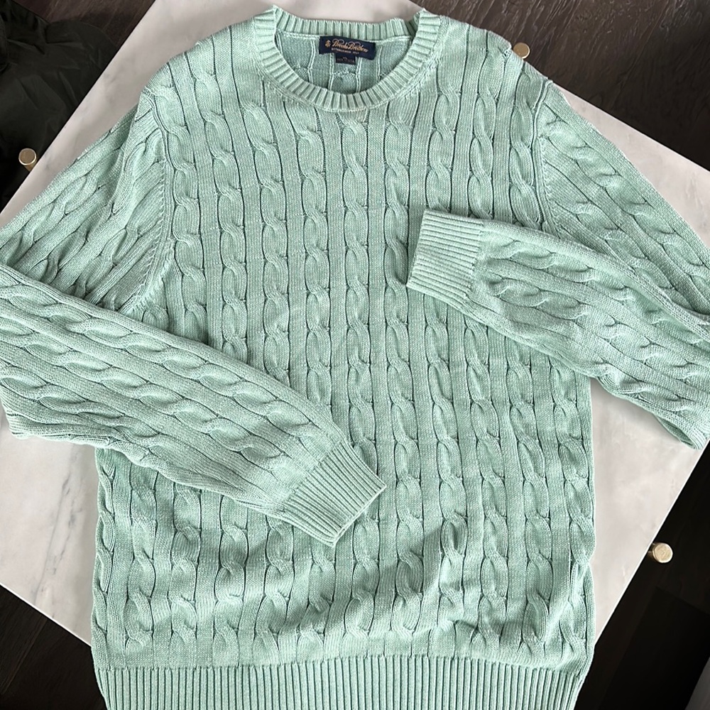 Brooks Brothers Men’s Supima Cotton Cable Crewneck Sweater, XL